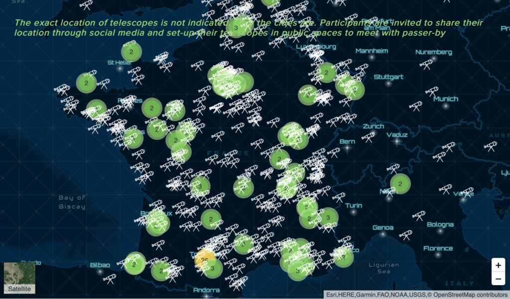 La carte des événements organisés en France. // Source : Capture d'écran On The Moon Again