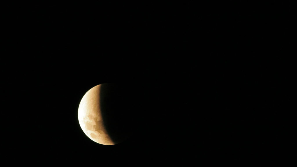 Une éclipse partielle de Lune. // Source : Public Domain Pictures (photo recadrée) Une éclipse partielle de Lune. // Source : Public Domain Pictures (photo recadrée)