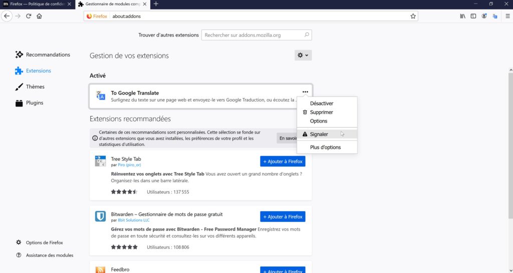 La nouvelle page des extensions de Firefox. // Source : Mozilla Firefox La nouvelle page des extensions de Firefox. // Source : Mozilla Firefox