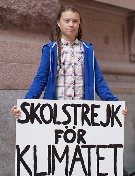 Greta Thunberg lors d'une grève. // Source : Wikipedia Greta Thunberg lors d'une grève. // Source : Wikipedia