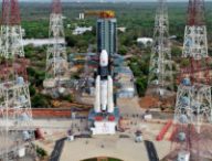 La fusée GSLV sur son pas de tir. // Source : ISRO