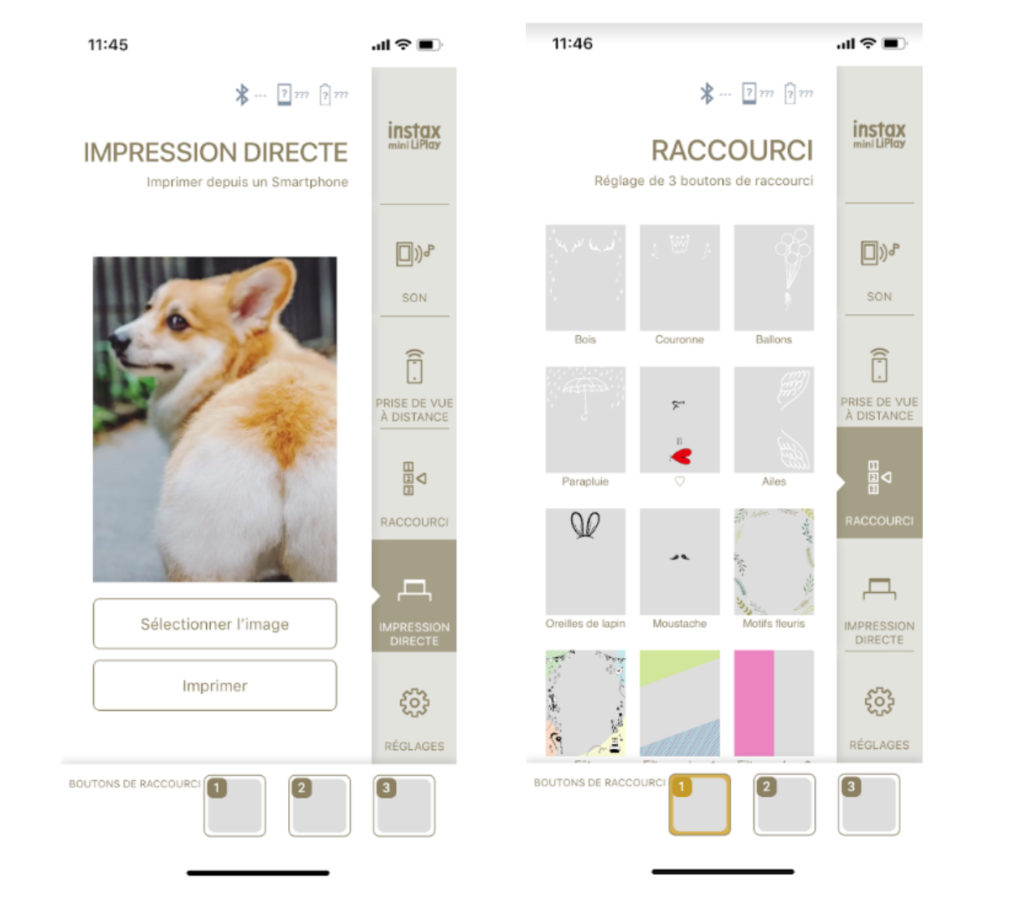 Captures d'écran / Instax Captures d'écran / Instax
