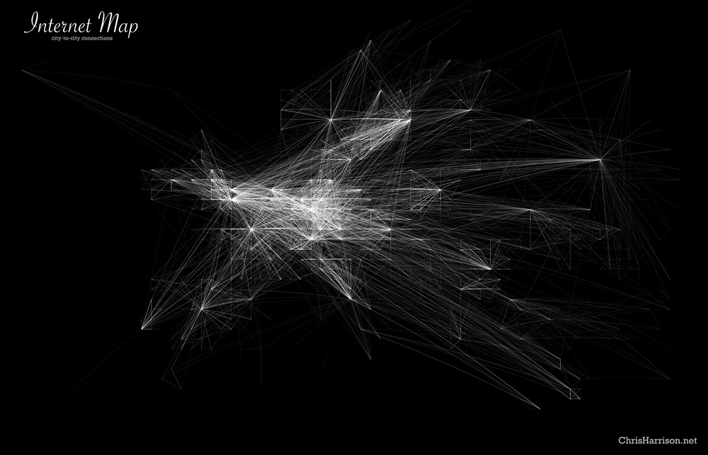 Une Internet Map en Europe de Chris Harrison // Source : chrisharrison.net Une Internet Map en Europe de Chris Harrison // Source : chrisharrison.net