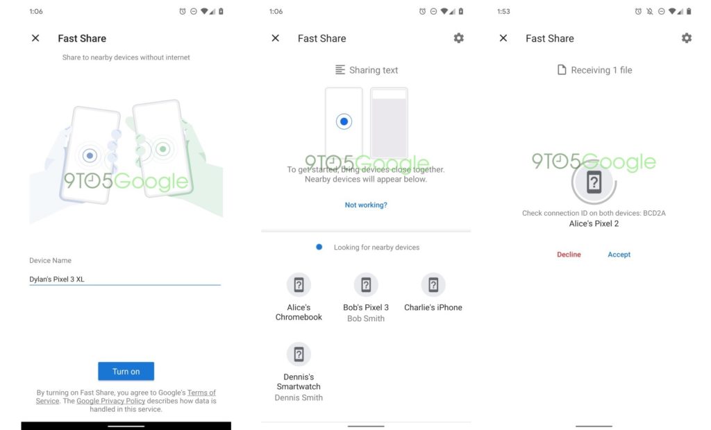 Google 'Fast Share' // Source : 9TO5Google Google 'Fast Share' // Source : 9TO5Google