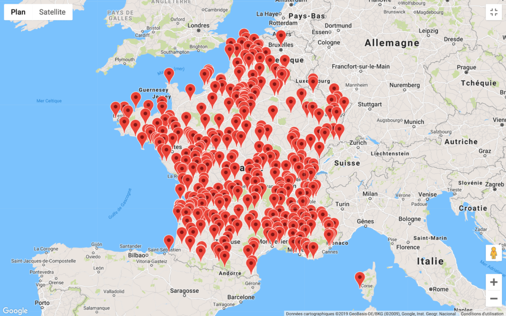 La carte des Nuits des Étoiles organisées ce week-end. // Source : Capture d'écran AFA
