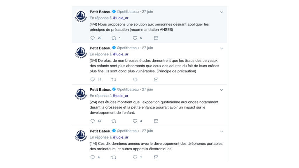 La réponse de Petit Bateau sur Twitter. // Source : Capture d'écran Twitter Petit Bateau La réponse de Petit Bateau sur Twitter. // Source : Capture d'écran Twitter Petit Bateau
