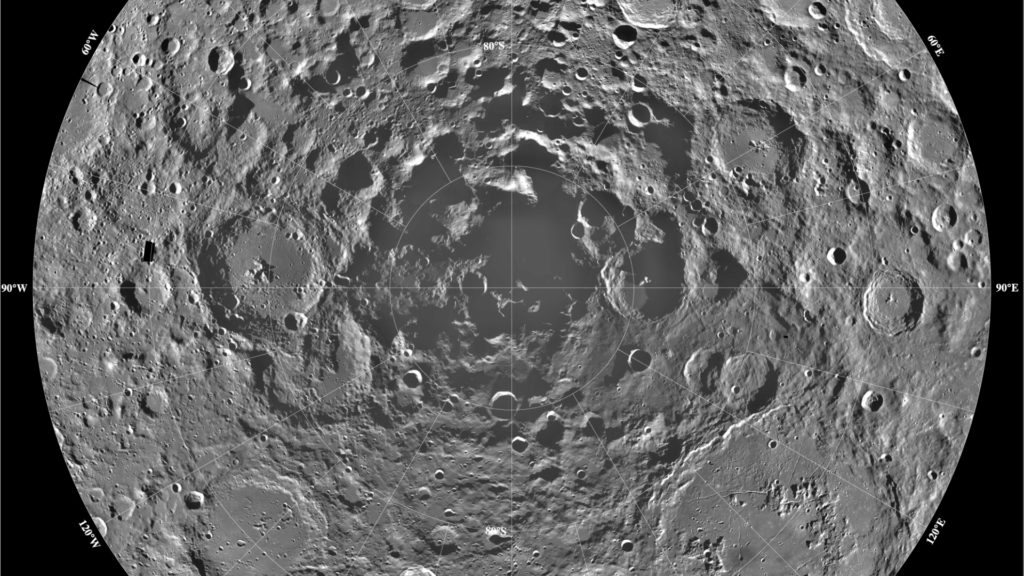 Le rôle sud de la Lune. // Source : Wikimedia/CC/NASA/JPL-Caltech (photo recadrée) Le rôle sud de la Lune. // Source : Wikimedia/CC/NASA/JPL-Caltech (photo recadrée)