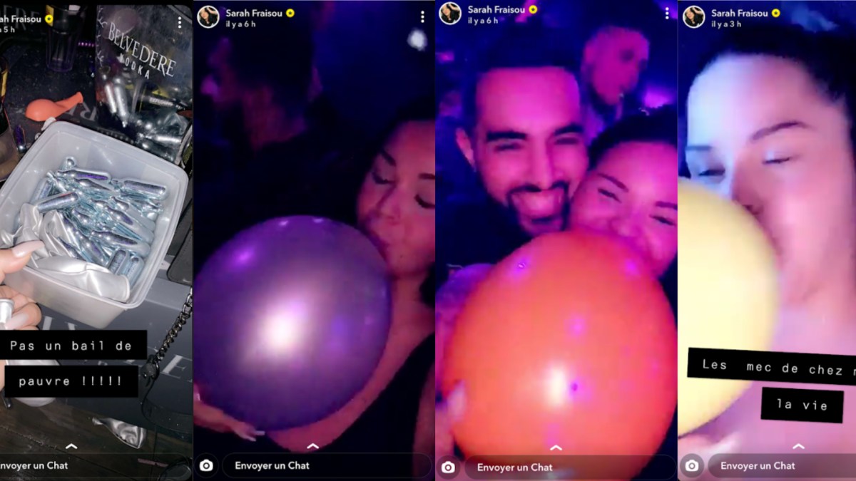 Extraits des snaps de Sarah Fraisou. // Source : Captures d'écran Snapchat / Numerama Extraits des snaps de Sarah Fraisou. // Source : Captures d'écran Snapchat / Numerama