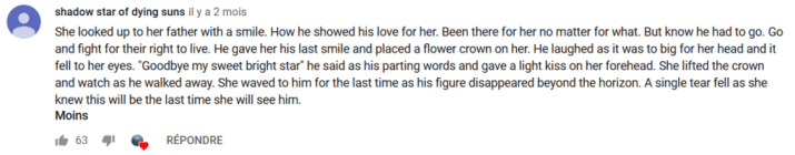 Texte écrit dans les commentaires de "Tears in Paradise" (Epikus) // Source : Youtube Texte écrit dans les commentaires de "Tears in Paradise" (Epikus) // Source : Youtube