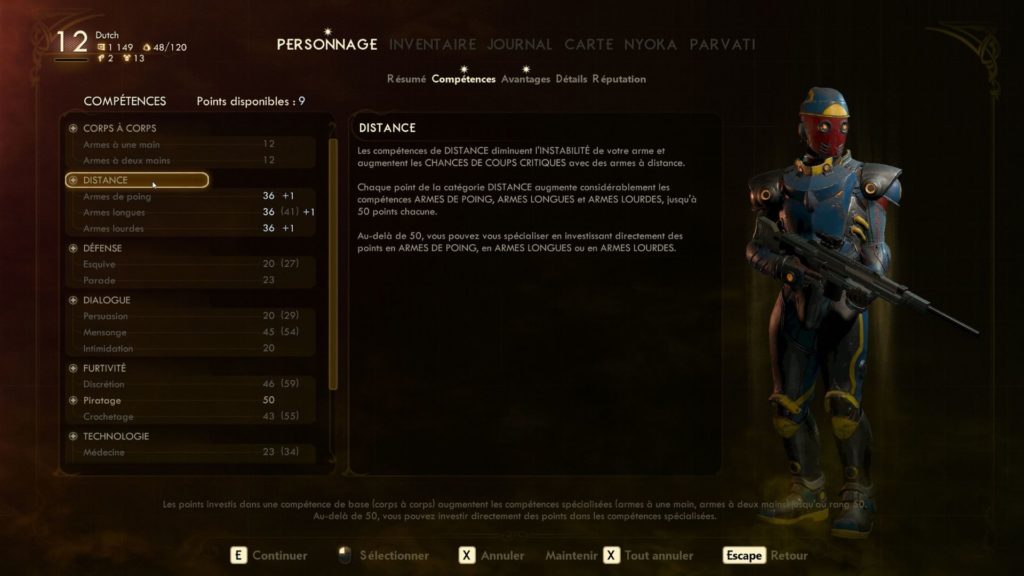 Cette fiche de personnage est, comme beaucoup d'autres éléments, similaire à celle d'autres jeux. // Source : Obsidian Entertainment Cette fiche de personnage est, comme beaucoup d'autres éléments, similaire à celle d'autres jeux. // Source : Obsidian Entertainment