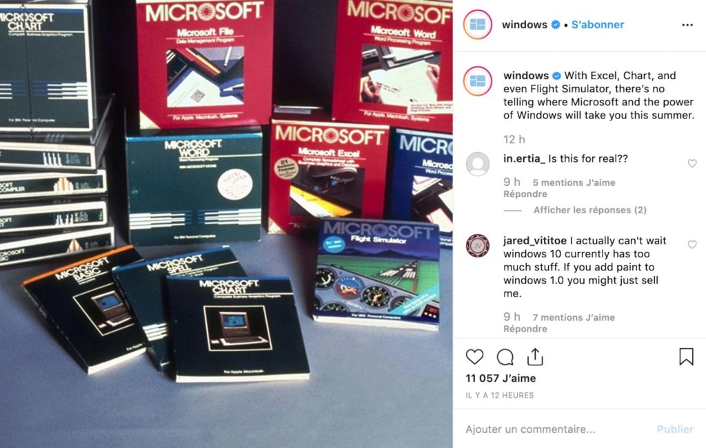Capture du 3 juillet 2019 // Source : Instagram/Windows