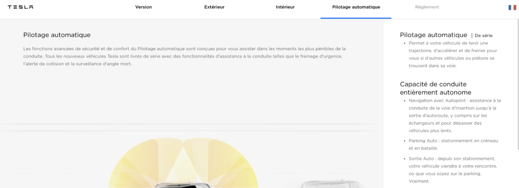 Capture d'écran du site de Tesla // Source : Tesla Capture d'écran du site de Tesla // Source : Tesla
