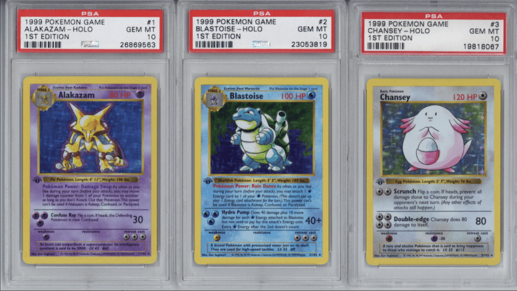 Cette collection comporte des cartes Pokémon rares, en bon état, dans leur première édition. // Source : GoldinAuctions Cette collection comporte des cartes Pokémon rares, en bon état, dans leur première édition. // Source : GoldinAuctions