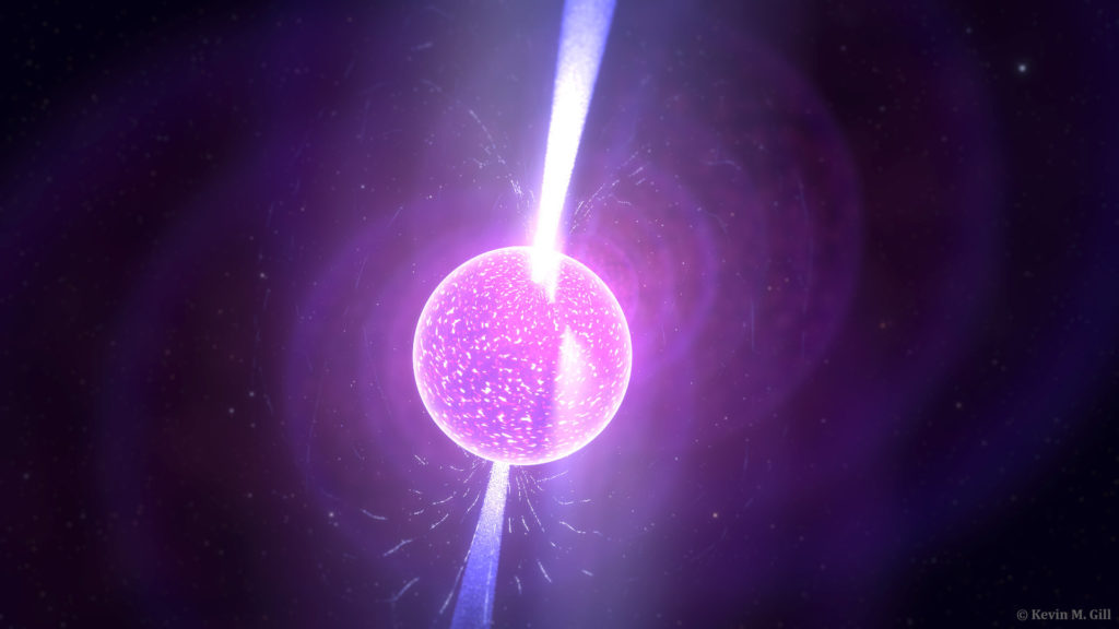 Vue d'artiste d'une étoile à neutrons. // Source : Kevin Gill Vue d'artiste d'une étoile à neutrons. // Source : Kevin Gill