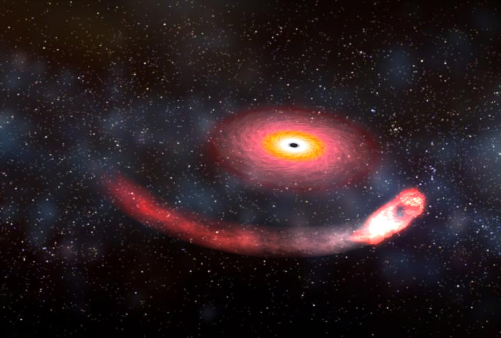 Modélisation de la potentielle fusion entre un trou noir et une étoile à neutrons. // Source : Dana Berry/NASA Modélisation de la potentielle fusion entre un trou noir et une étoile à neutrons. // Source : Dana Berry/NASA