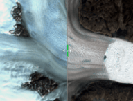 Un détail de l'image, sur le glacier d'Helheim. // Source : Capture d'écran, NASA/ Chris Shuman