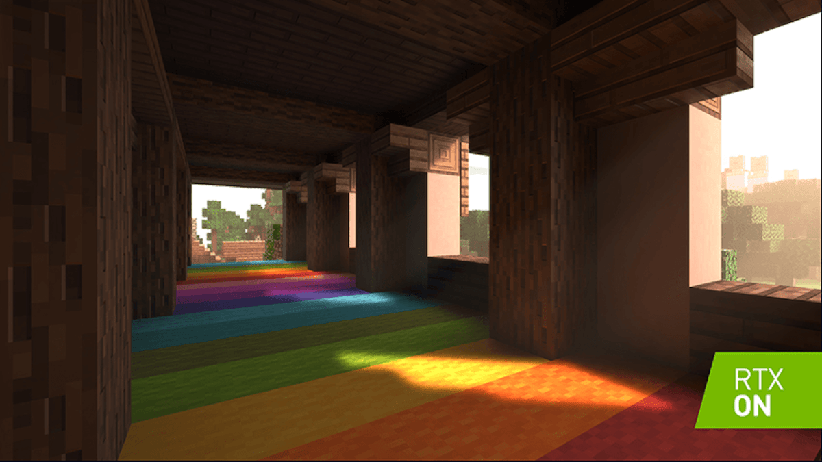 Minecraft avec ray tracing // Source : Nvidia Minecraft avec ray tracing // Source : Nvidia