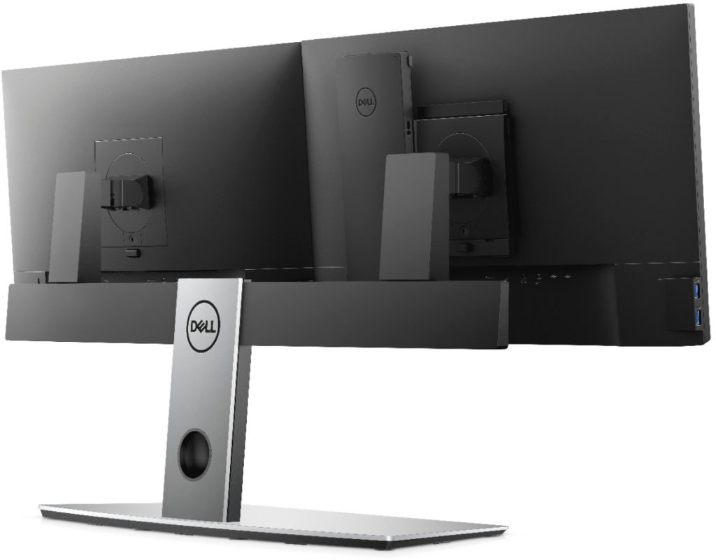 Configuration plus lourde avec deux écrans // Source : Dell Configuration plus lourde avec deux écrans // Source : Dell