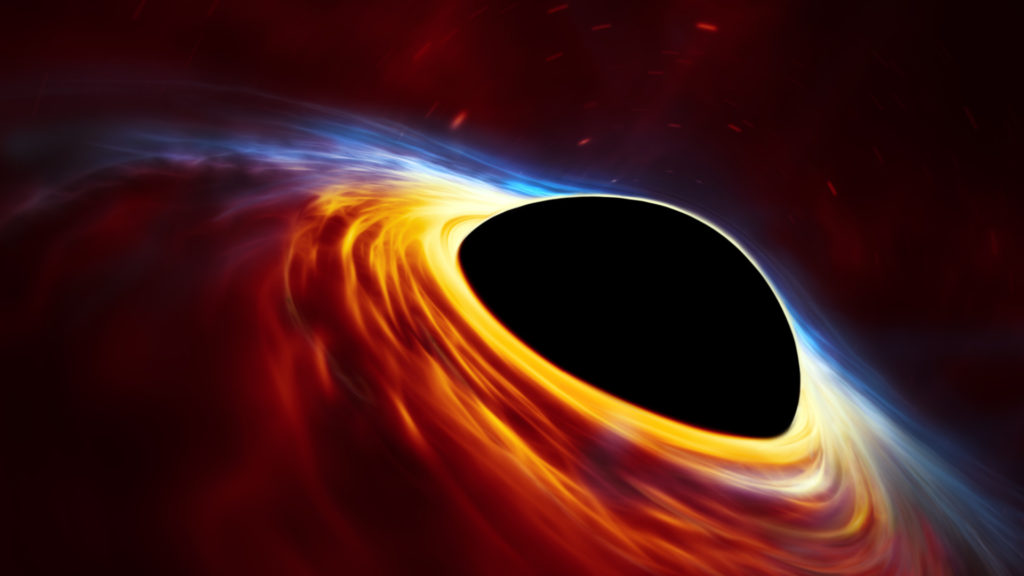 Un trou noir supermassif et son disque d'accrétion. // Source : ESO, ESA/Hubble, M. Kornmesser (photo recadrée) Un trou noir supermassif et son disque d'accrétion. // Source : ESO, ESA/Hubble, M. Kornmesser (photo recadrée)