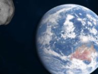 Un astéroïde et la Terre. // Source : Pixabay (photo recadrée)