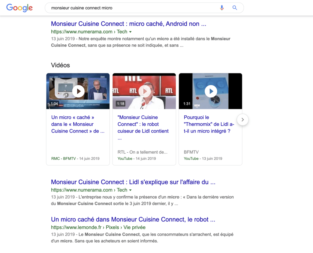 L'affaire du Monsieur Cuisine Connect de Lidl est correctement référencée : l'article source est en haut et les reprises suivent L'affaire du Monsieur Cuisine Connect de Lidl est correctement référencée : l'article source est en haut et les reprises suivent