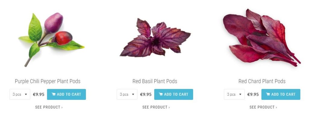 Exemples de plants sur Click and grow. // Source : Click and grow Exemples de plants sur Click and grow. // Source : Click and grow