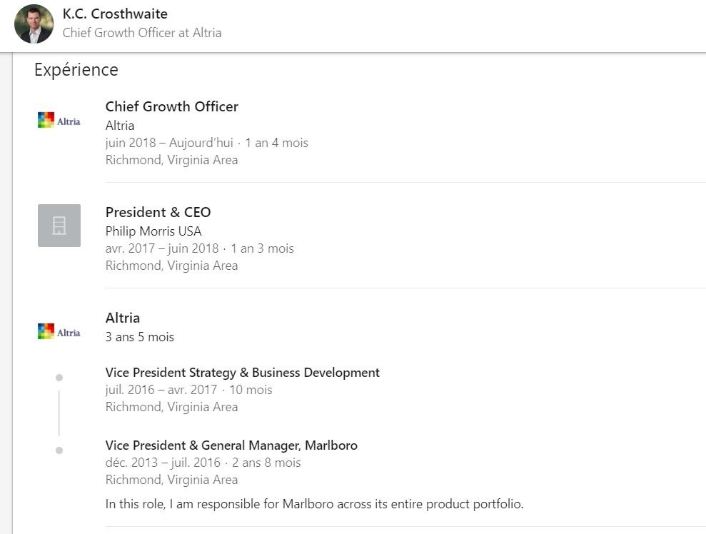 Extrait du compte LinkedIn du nouveau CEO. // Source : Capture d'écran LinkedIn Extrait du compte LinkedIn du nouveau CEO. // Source : Capture d'écran LinkedIn