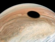 L'éclipse de lune sur Jupiter. // Source : Flickr/CC/Kevin Gill (photo recadrée)