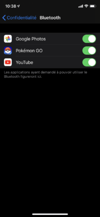L'onglet Bluetooth d'iOS 13 // Source : Numerama L'onglet Bluetooth d'iOS 13 // Source : Numerama