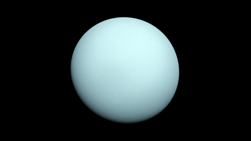 Uranus. // Source : Wikimedia/CC/NASA/JPL-Caltech (photo recadrée) Uranus. // Source : Wikimedia/CC/NASA/JPL-Caltech (photo recadrée)