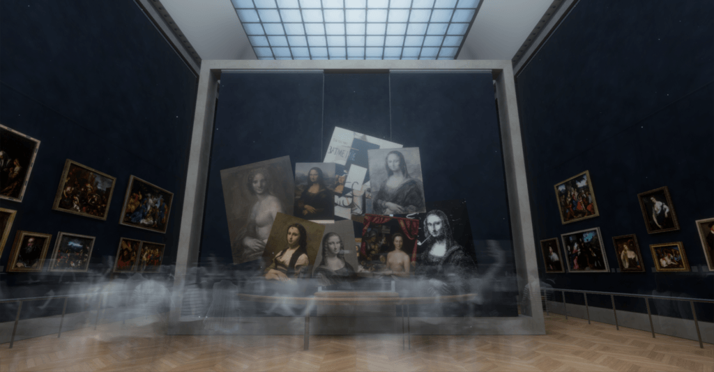 L'expérience commence dans un musée du Louvre virtuel. // Source : Emissive / HTC Vive Arts L'expérience commence dans un musée du Louvre virtuel. // Source : Emissive / HTC Vive Arts
