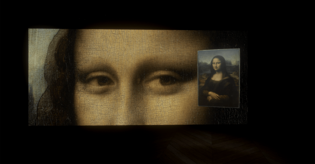 Durant cette expérience, on peut voir tous les détails de Mona Lisa. // Source : Emissive / HTC Vive Arts Durant cette expérience, on peut voir tous les détails de Mona Lisa. // Source : Emissive / HTC Vive Arts