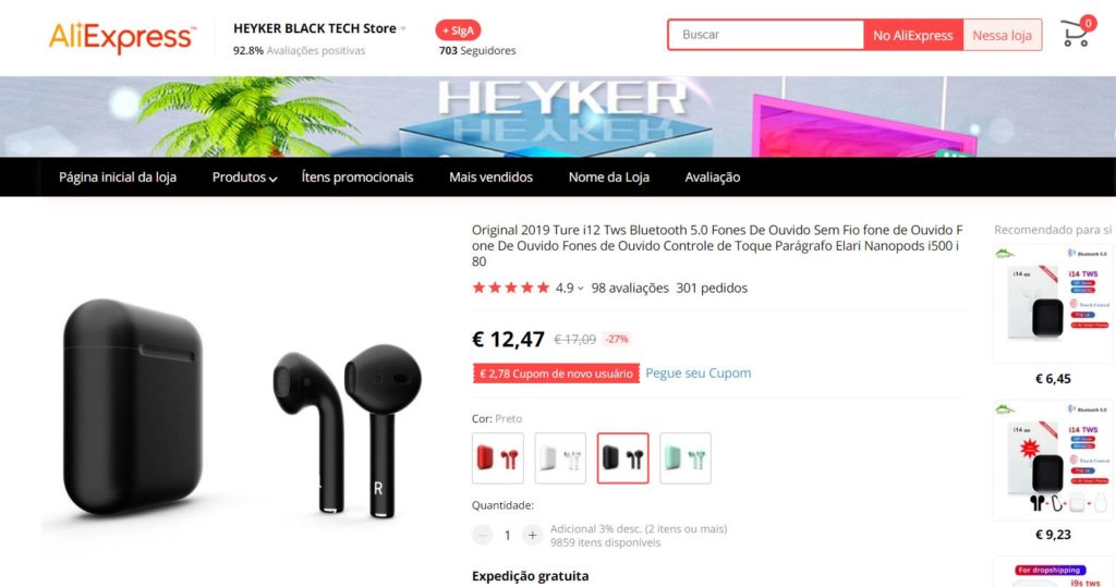 Sur le site d'Aliexpress. // Source : Capture d'écran Aliexpress / Numerama