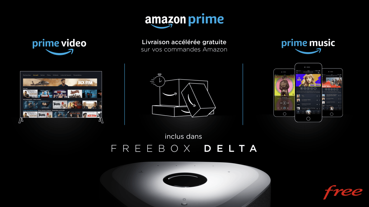 Amazon Prime dans la Freebox // Source : Free Amazon Prime dans la Freebox // Source : Free