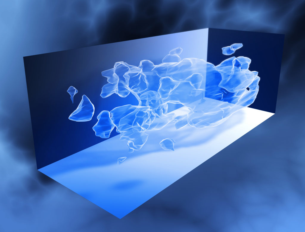 Représentation 3D de la distribution en matière noire dans un espace donné. // Source : NASA/ESA/Richard Massey