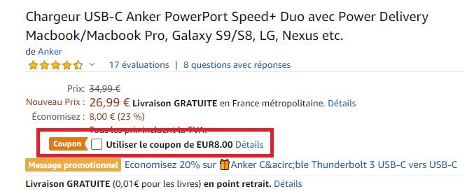 coupon promo chargeur Anker