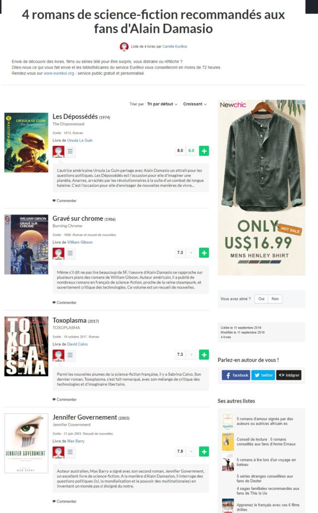 Une sélection de livres de science-fiction pour les fans d'Alain Damasio. Une sélection de livres de science-fiction pour les fans d'Alain Damasio.