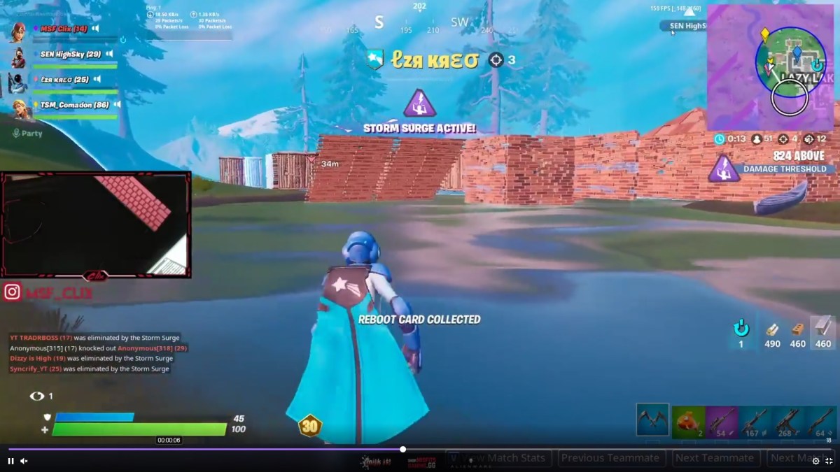 La partie où le swatting a eu lieu. // Source : Fornite La partie où le swatting a eu lieu. // Source : Fornite