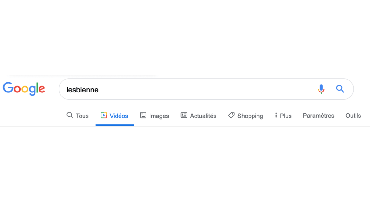 Une recherche Google avec le mot "lesbienne" Une recherche Google avec le mot "lesbienne"