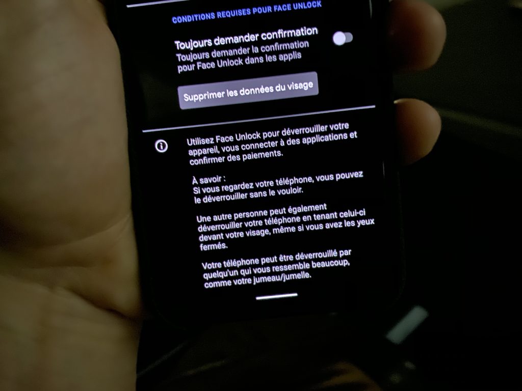 Les informations de Google sur Face Unlock Les informations de Google sur Face Unlock
