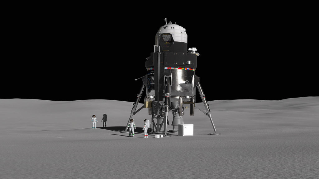 Concept d'atterrisseur lunaire proposé par la société Lockheed Martin. // Source : Lockeed Martin Space Concept d'atterrisseur lunaire proposé par la société Lockheed Martin. // Source : Lockeed Martin Space