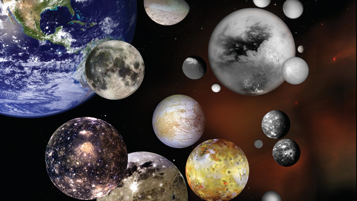 Un montage avec les lunes du système solaire, comparées à la taille de la Terre. // Source : NASA (photo recadrée) Un montage avec les lunes du système solaire, comparées à la taille de la Terre. // Source : NASA (photo recadrée)