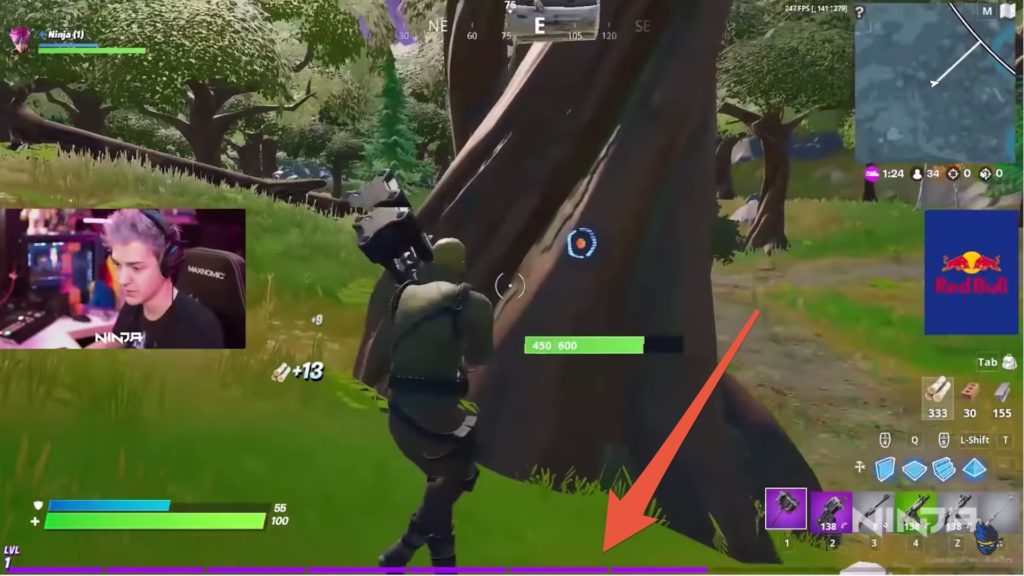 La barre d'expérience // Source : YouTube/Ninja La barre d'expérience // Source : YouTube/Ninja
