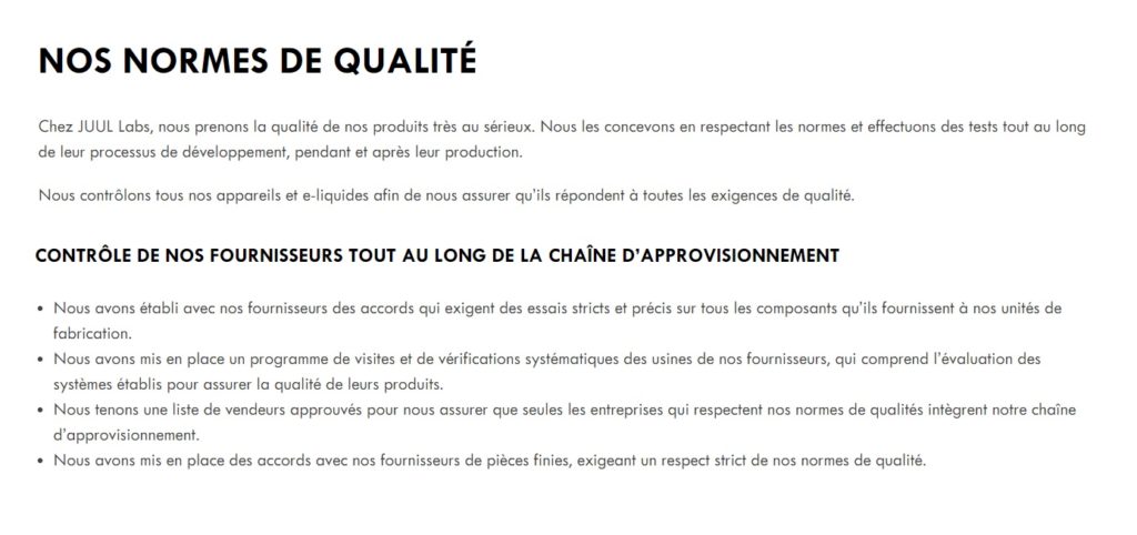 Sur le site de JUUL. // Source : JUUL Sur le site de JUUL. // Source : JUUL