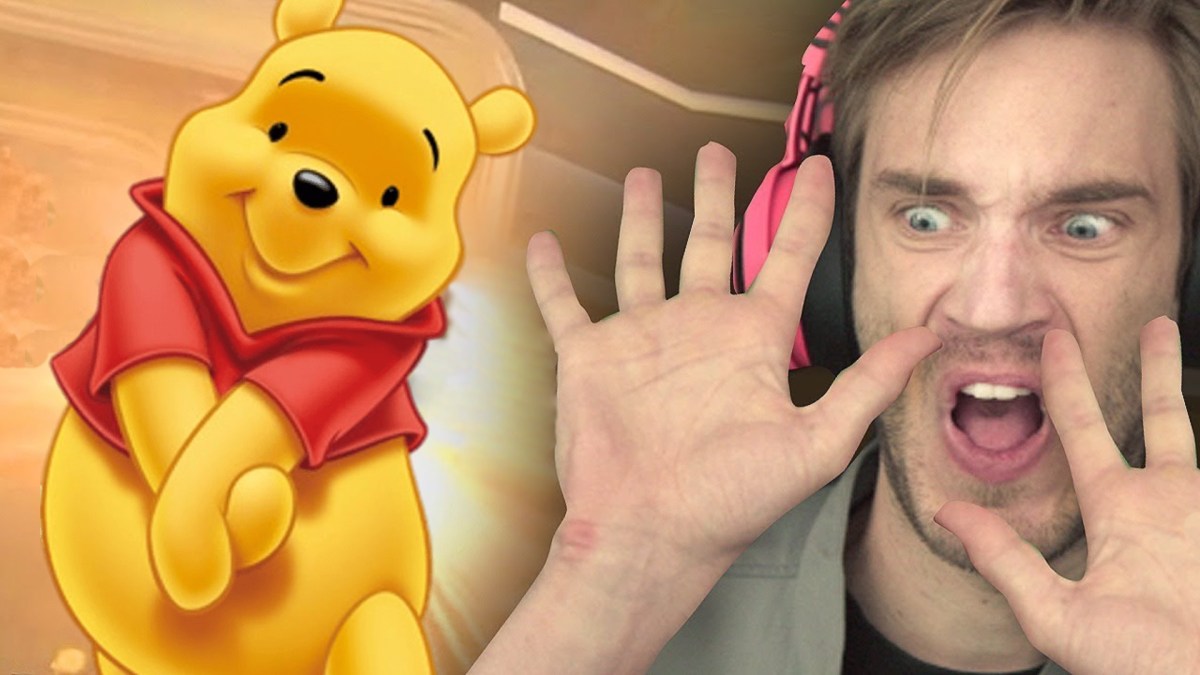 Winnie l'ourson et PewDiePie. // Source : PewDiePie / Disney / Montage Numerama Winnie l'ourson et PewDiePie. // Source : PewDiePie / Disney / Montage Numerama