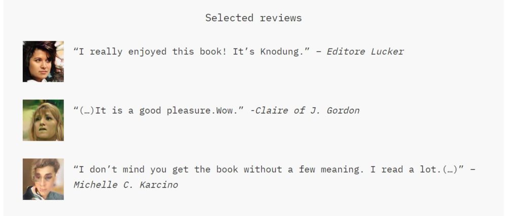 Tout est faux dans ces avis : les photos, les noms, et les avis bien sûr. // Source : Books by AI Tout est faux dans ces avis : les photos, les noms, et les avis bien sûr. // Source : Books by AI