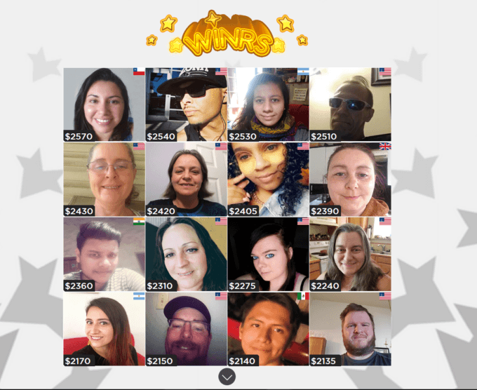 Sur la page d'accueil de winrgames.com, un trombinoscope d'utilisateurs qui ont gagné une grosse somme Sur la page d'accueil de winrgames.com, un trombinoscope d'utilisateurs qui ont gagné une grosse somme