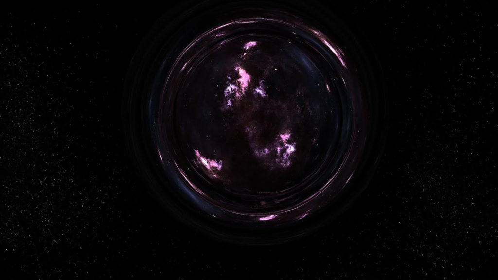 Le trou de ver représenté dans le film Interstellar. // Source : Capture d'écran YouTube BMT entertainment (image recadrée) Le trou de ver représenté dans le film Interstellar. // Source : Capture d'écran YouTube BMT entertainment (image recadrée)