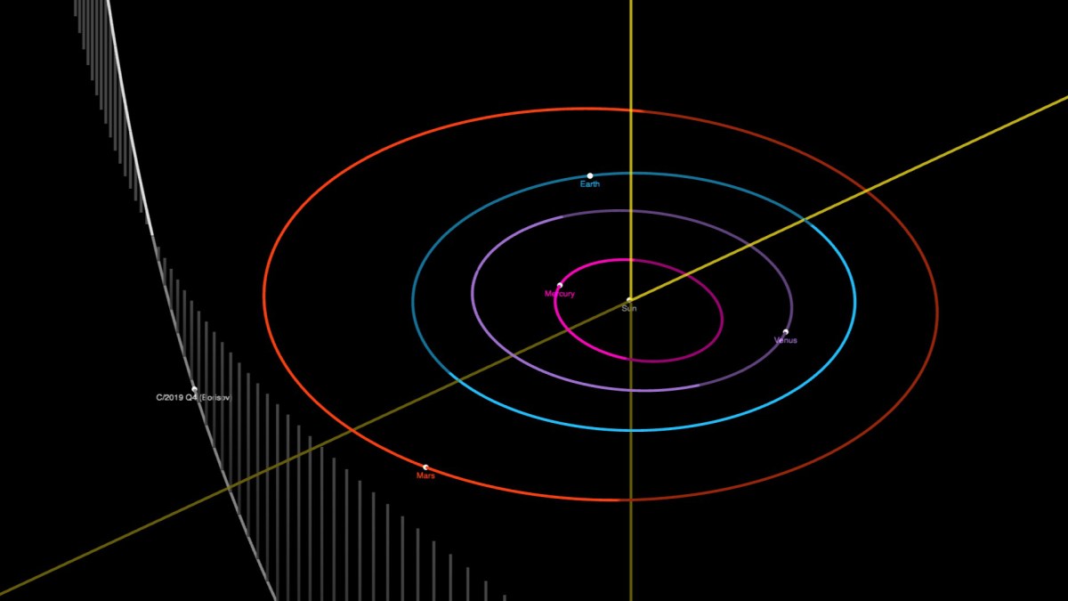 La position de Borisov dans le système solaire. // Source : Capture d'écran JPL Small-Body Database Browser La position de Borisov dans le système solaire. // Source : Capture d'écran JPL Small-Body Database Browser