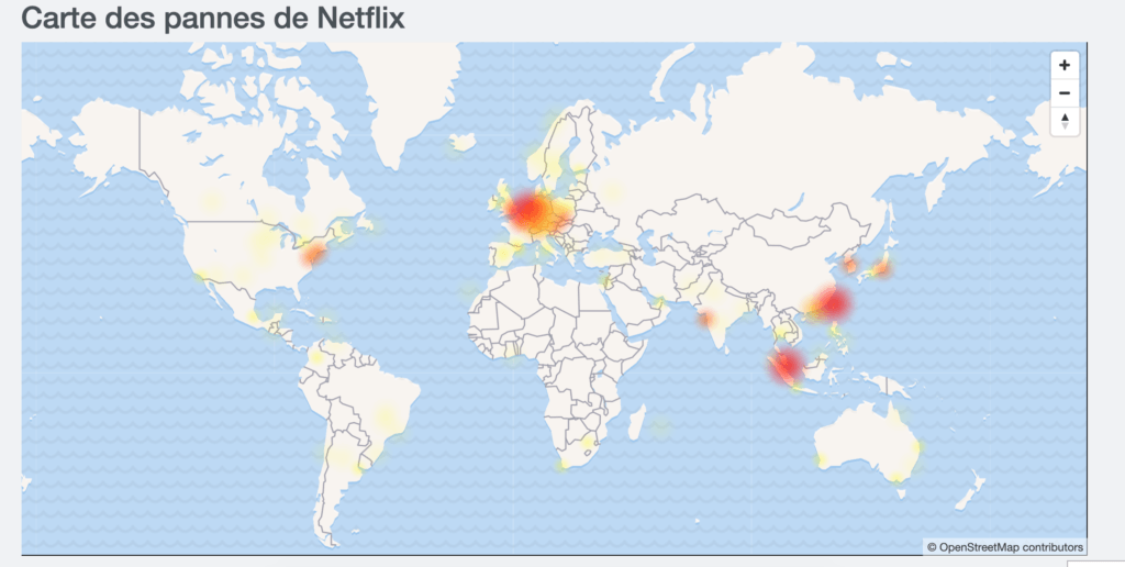 Les pannes Netflix signalées le 21 novembre 2019 // Source : downdetector.fr Les pannes Netflix signalées le 21 novembre 2019 // Source : downdetector.fr